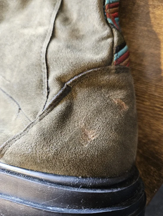 Farm Rio Women's US 7 EU 38 Knee High Olive Green Army Faux Suede Boots SCUFF - Picture 6 of 15